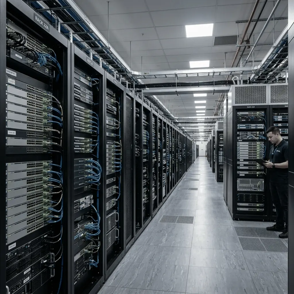 Corporate Data Center Server Room with Racks